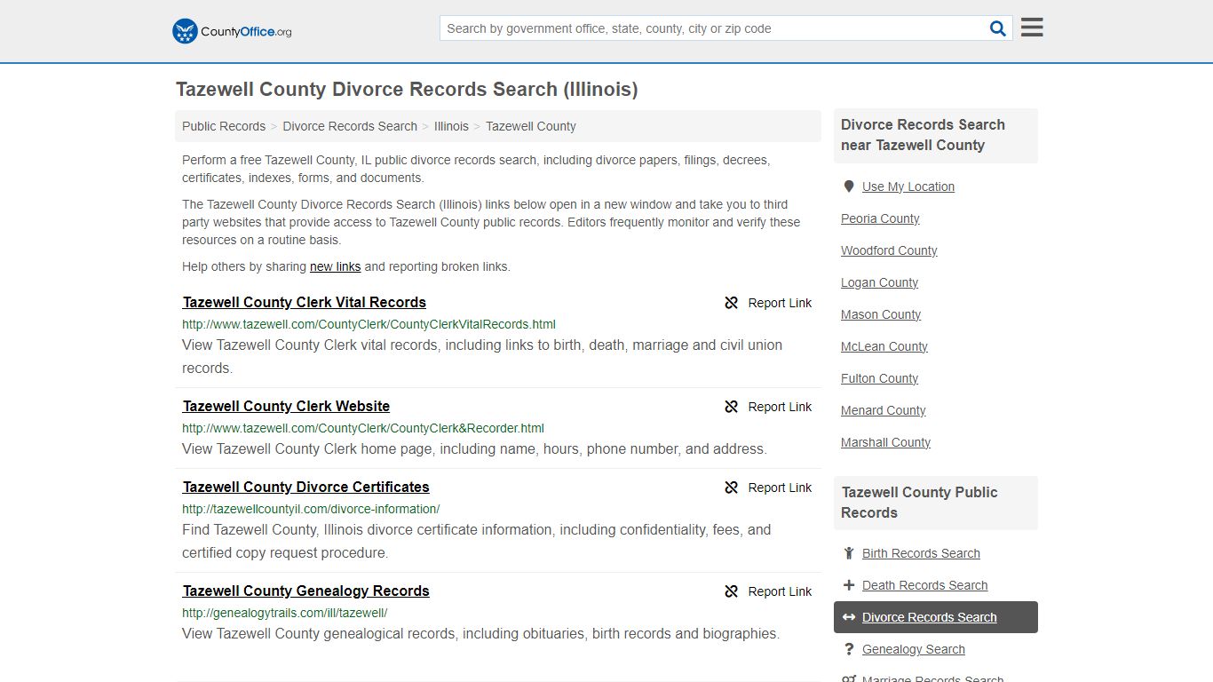 Divorce Records Search - Tazewell County, IL (Divorce Certificates ...