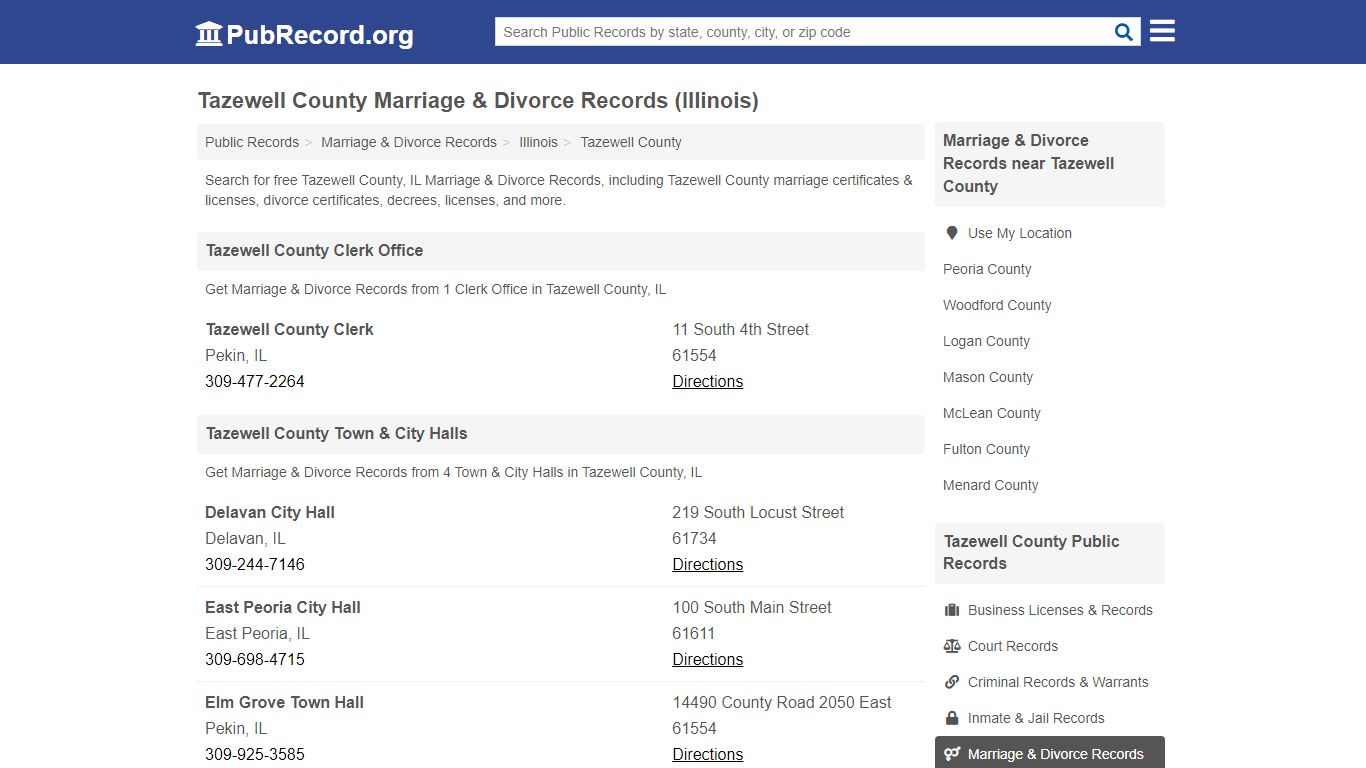 Tazewell County Marriage & Divorce Records (Illinois)
